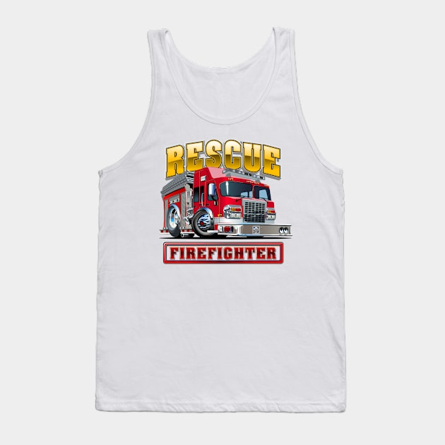 Cartoon Fire Truck Tank Top by Mechanik